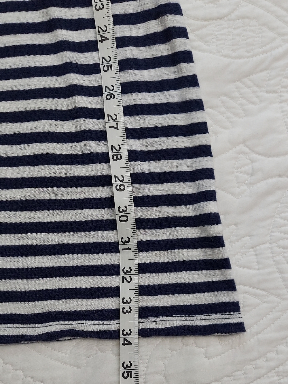 LGAP Sleeveless Soft Striped Elastic Waist Dress, Navy, White, Nautical, Size S - Picture 6 of 6